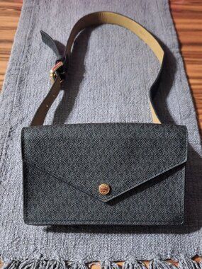 MICHAEL Michael Kors Monogram Envelope Adjustable Belt Bag | Black